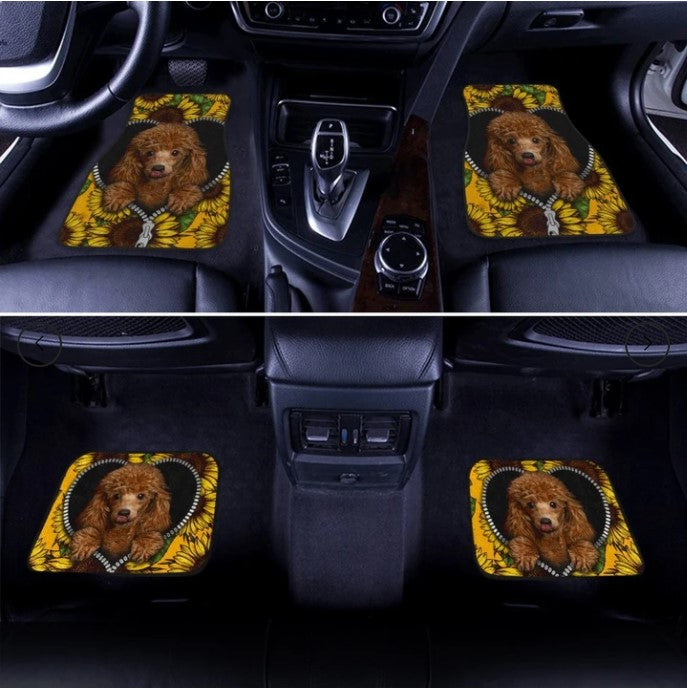 Custom Sunflower Poodle Car Floor Mats for Stylish Protection