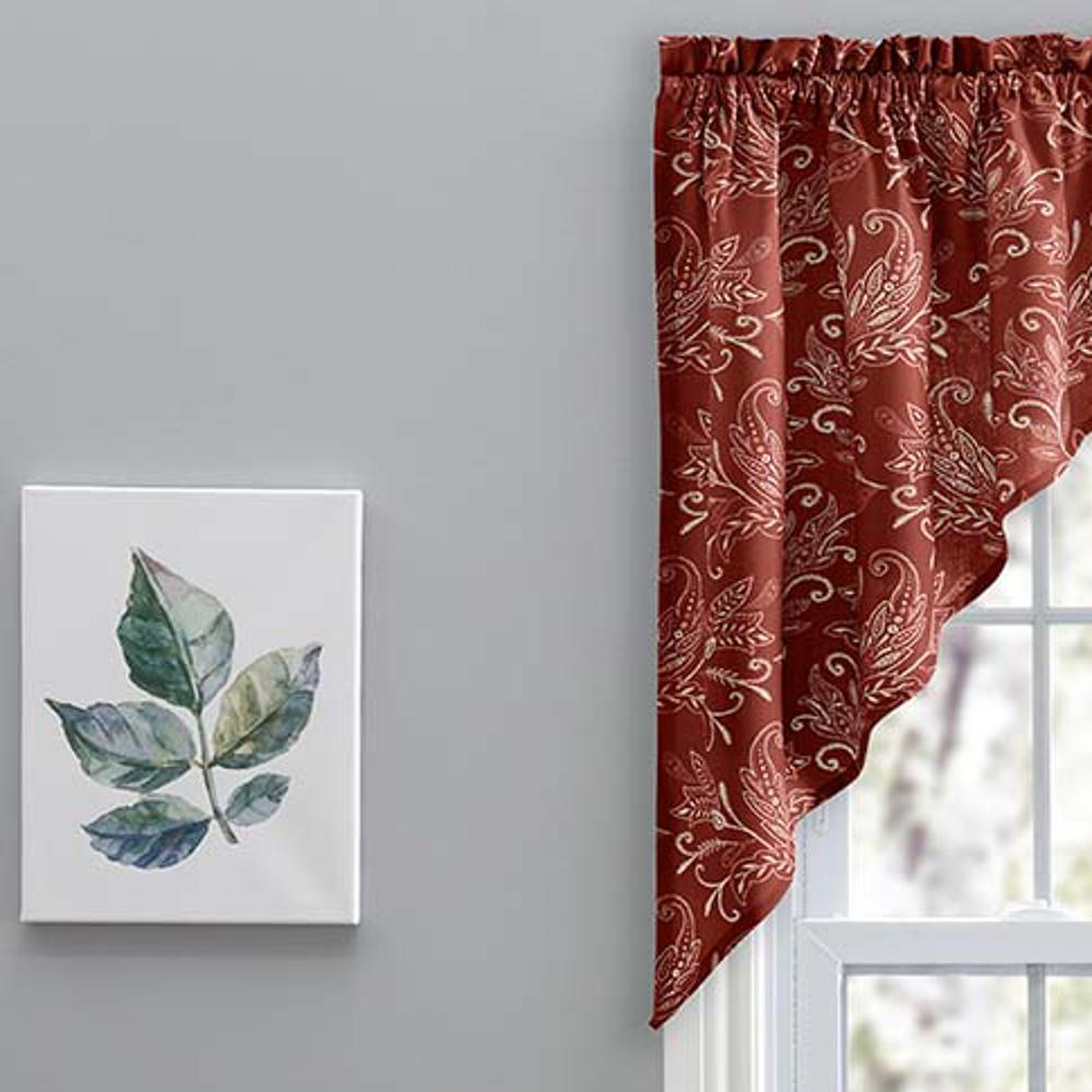 Ellis Curtain Lexington Leaf Pattern Tailored Swags 56x36