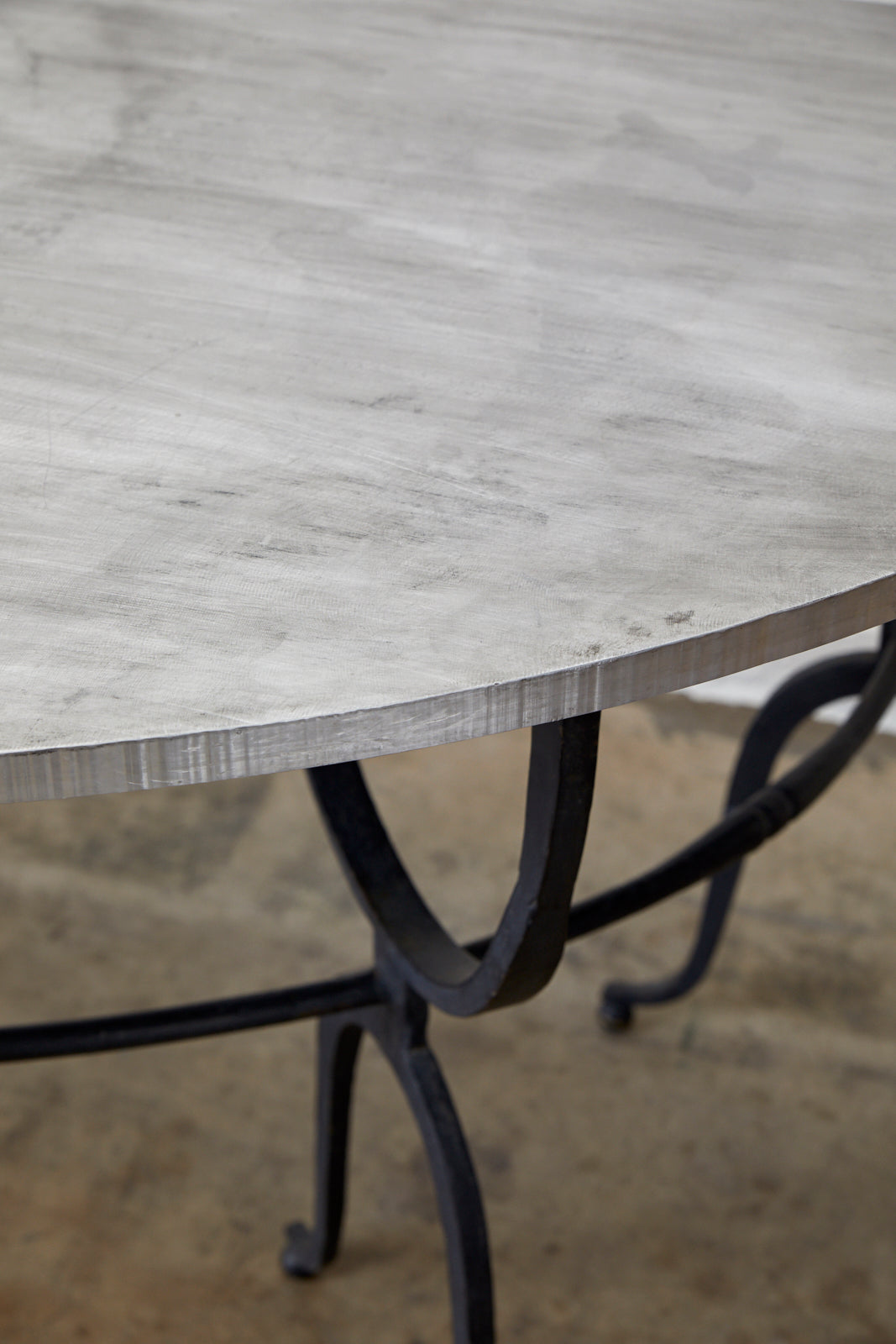 Elegant Italian Demilune Console Table with Steel Top