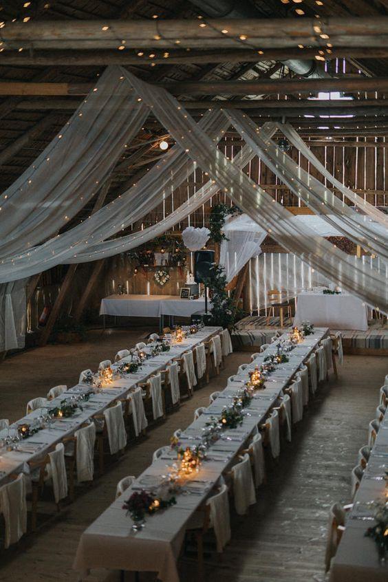 Elegant White Chiffon Wedding Ceiling Drapes