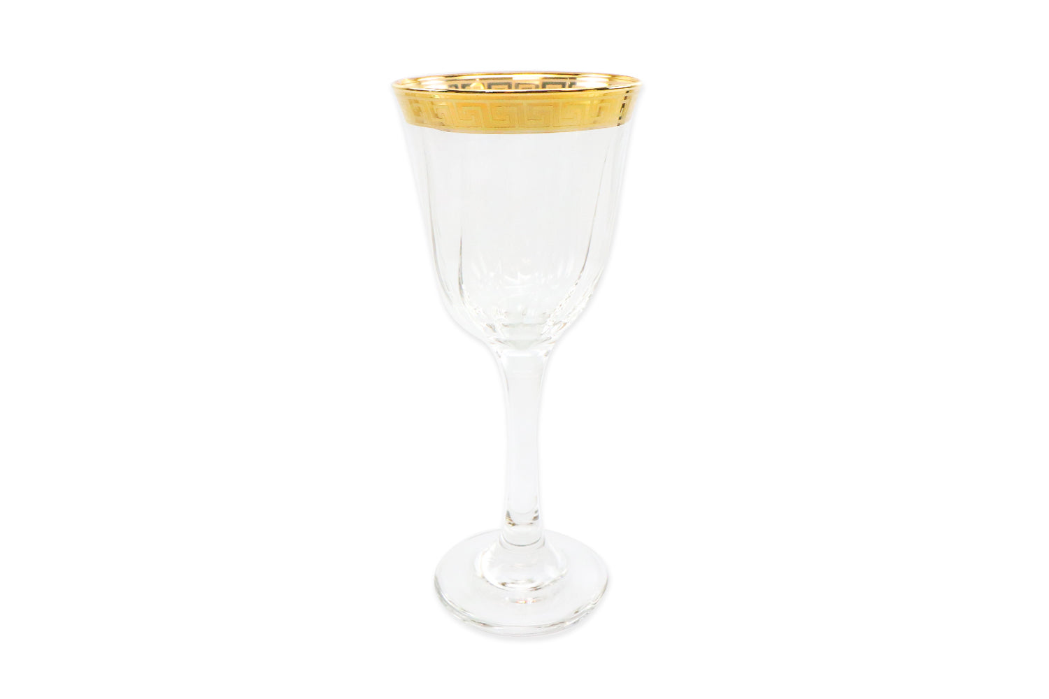 Elegant 24K Gold Rimmed Crystal Wine Goblets, Vintage Elegance