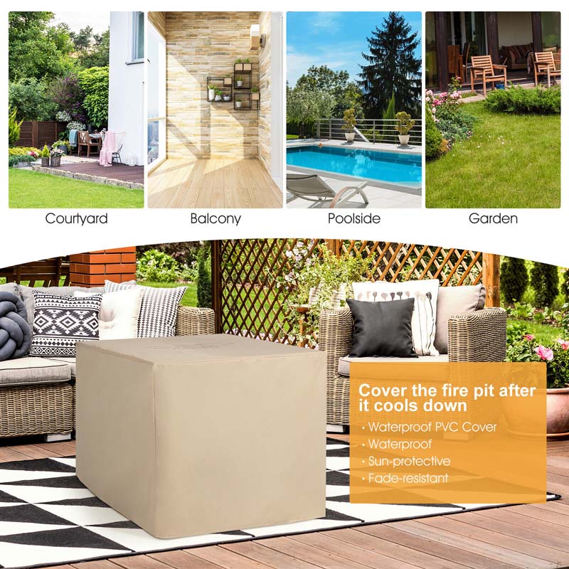 Elegant 35" 50,000 BTU Outdoor Propane Fire Pit Table with Marble Top