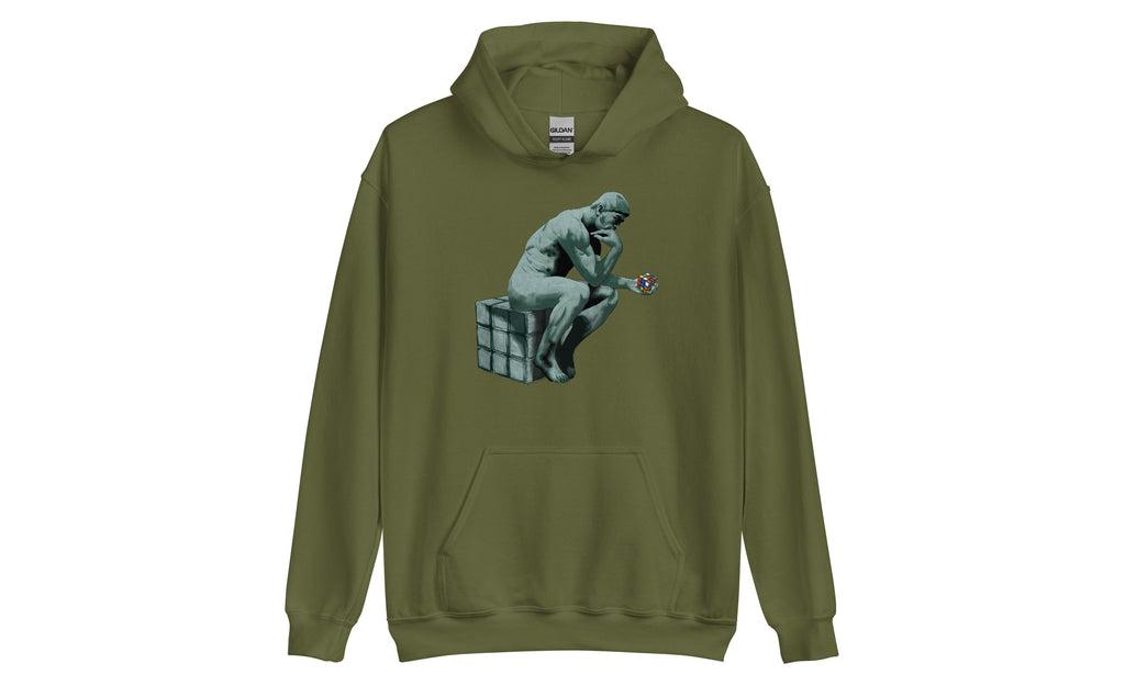 The Thinker's Embrace - Premium Rubik's Cube Hoodie