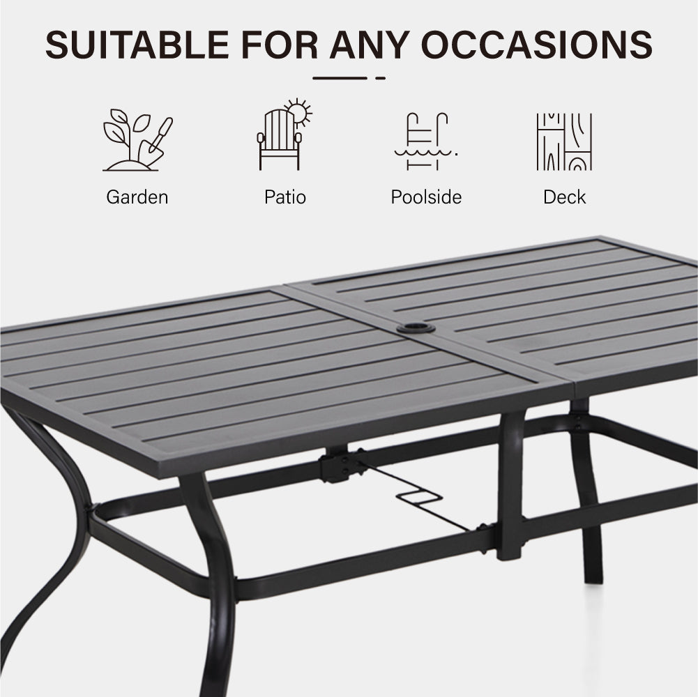 PHI VILLA 8-Piece Outdoor Dining Set with Cushioned Swivel Chairs and 13ft Umbrella