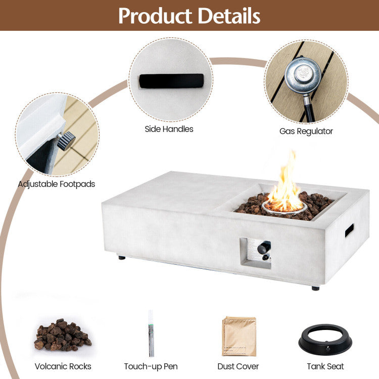 48 Inch Outdoor Rectangle Propane Gas Fire Pit Table with Concrete Surface and CSA Certification
