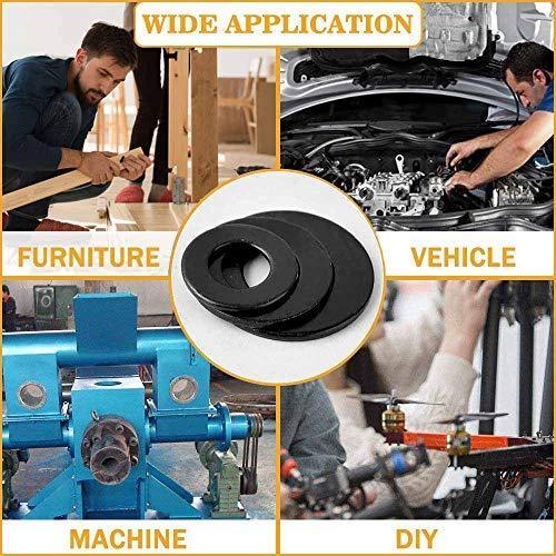 VIGRUE 684-Piece Black Zinc Plated Steel Flat Washers Set, 9 Sizes M2-M12