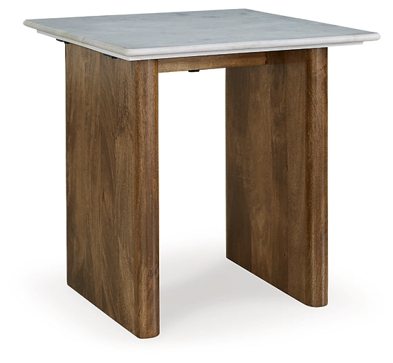 Elegant Mango Wood and Marble End Table