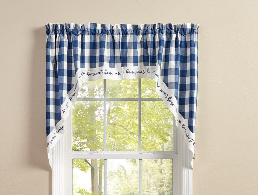 Wicklow Home Sweet Home Lined Swags 36" - China Blue