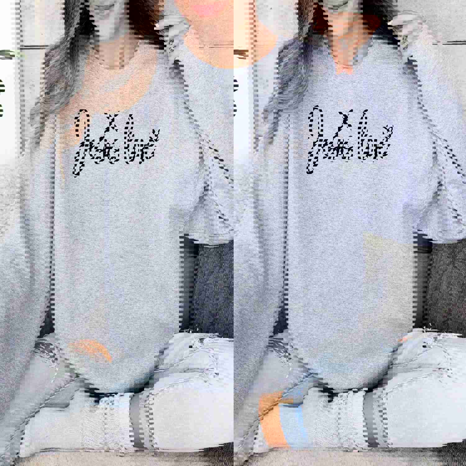 Women's Jesus Love Sweatshirt - Soft & Cozy Christian Faith Apparel