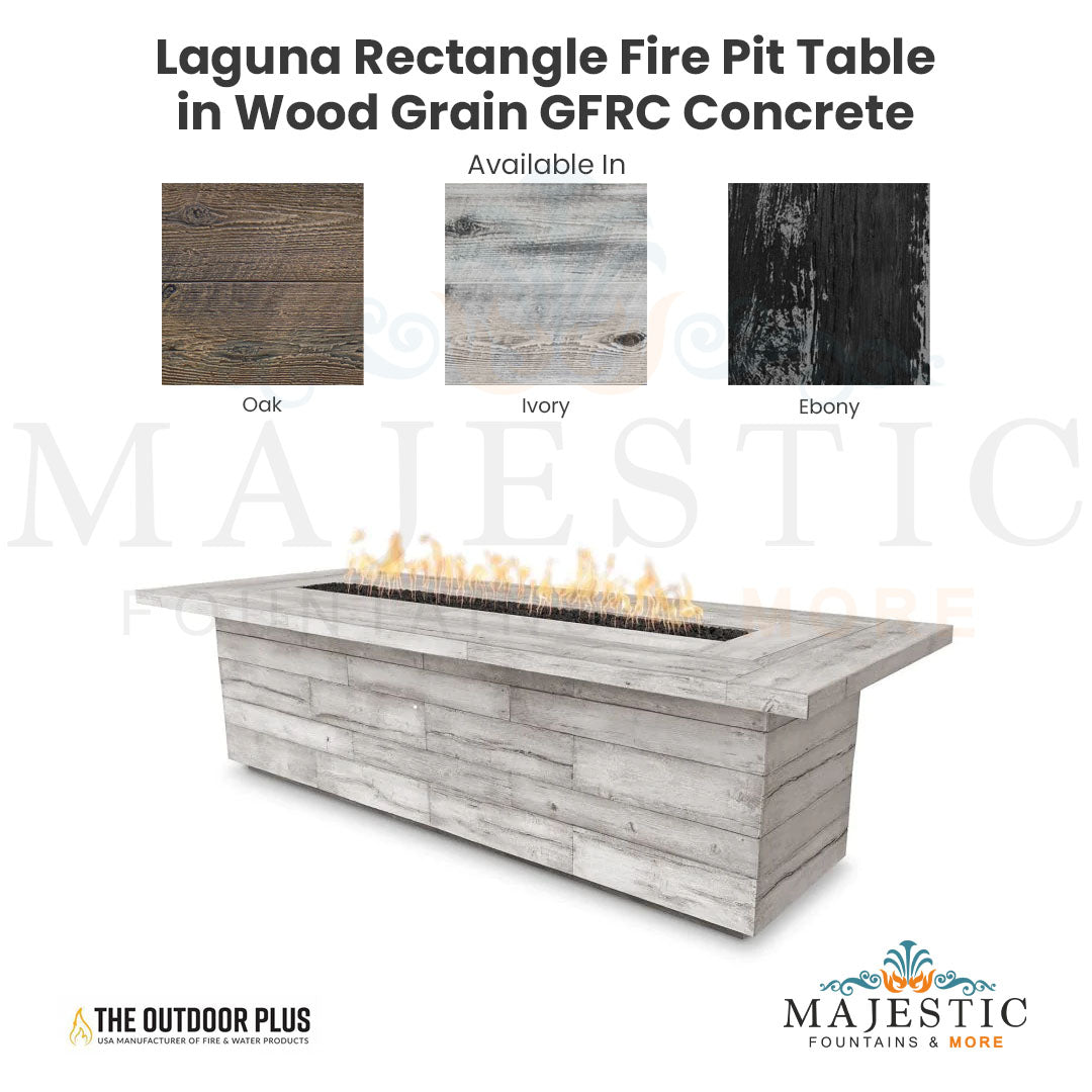 Luxury Woodgrain Concrete Fire Pit Table with Cover