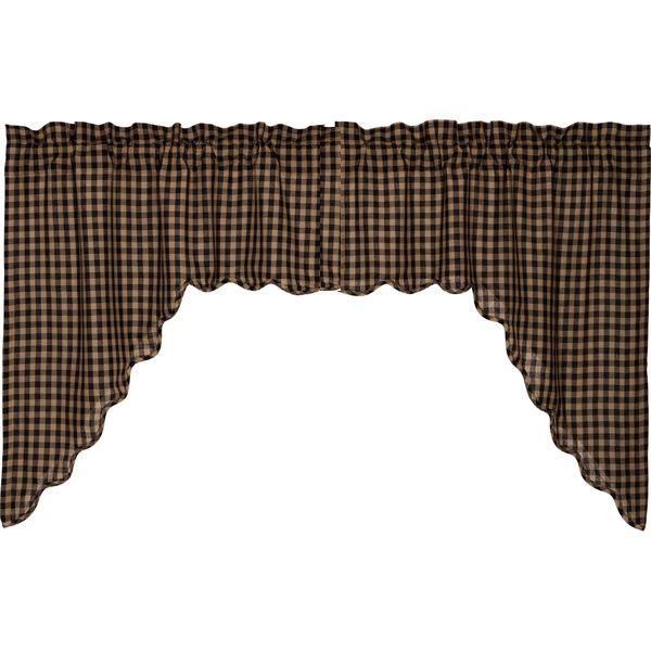 Elegant Black Check Scalloped Swags for Rustic Charm