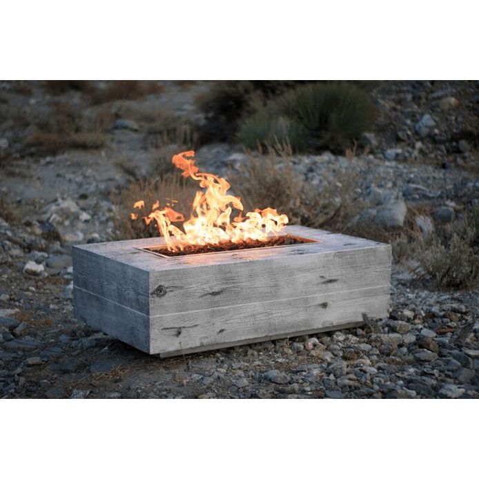 Elegant Wood Grain Concrete Fire Pit with Cover