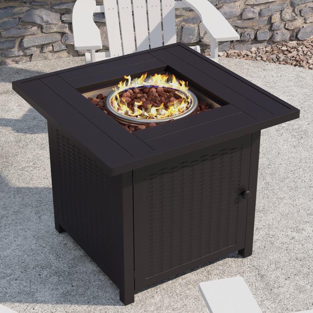 Olympia 28 Square Outdoor Propane Fire Pit Table with Modern Features