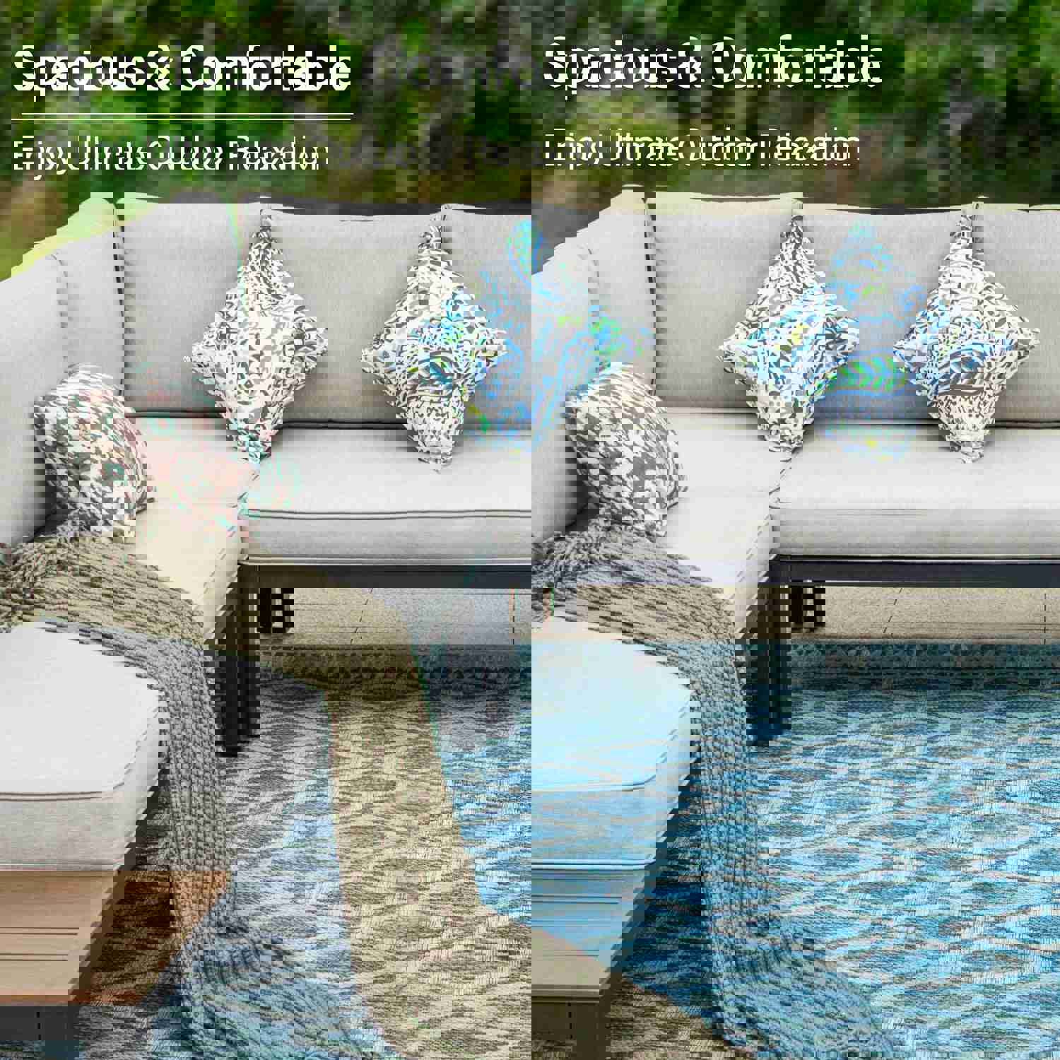 Phi Villa 6-Piece Outdoor Modular Sofa Set with Fire Pit