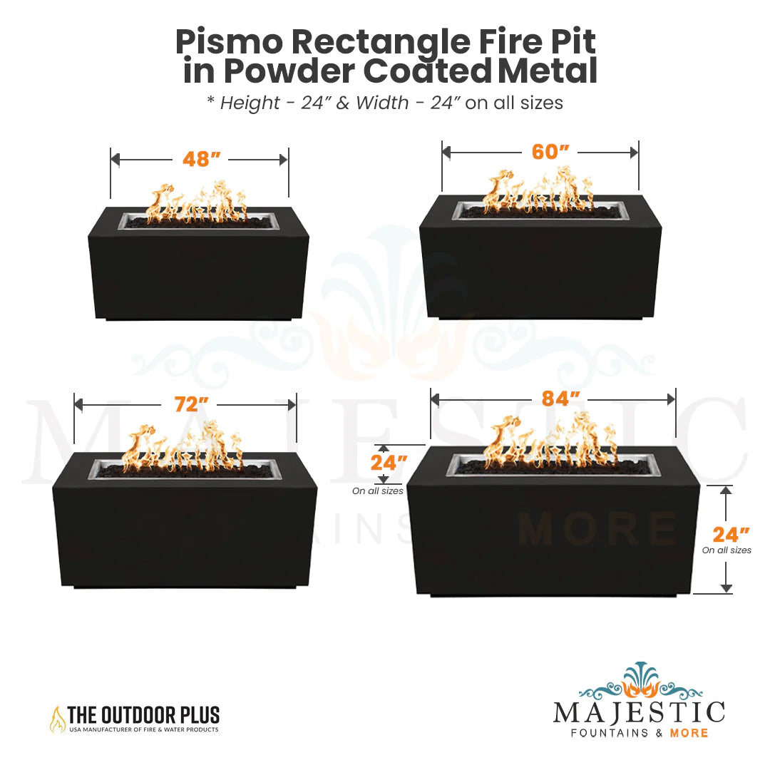 Elegant Outdoor Pismo Rectangle Fire Pit with Powder Coated Steel and Free Cover