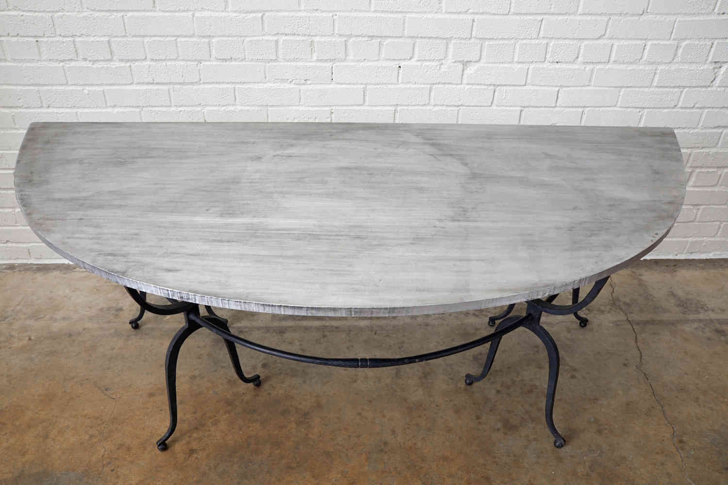 Elegant Italian Demilune Console Table with Steel Top
