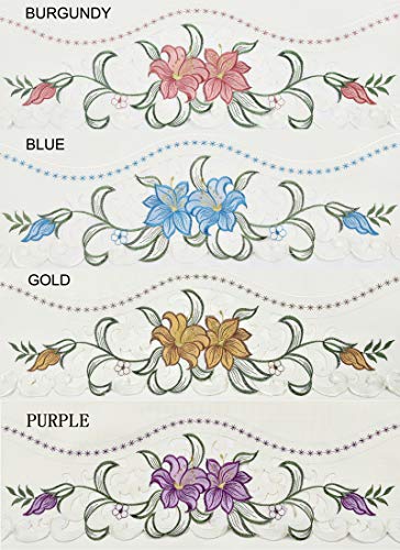 Elegant Purple Multi-Color Embroidery Swag & Tiers Curtain Set