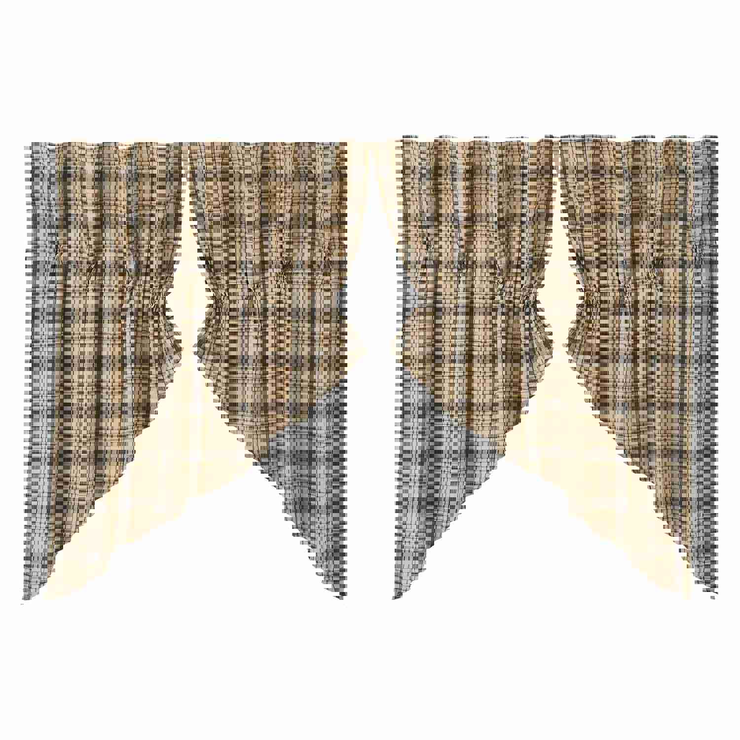 Cider Mill Plaid Lined Prairie Swag Curtains Set