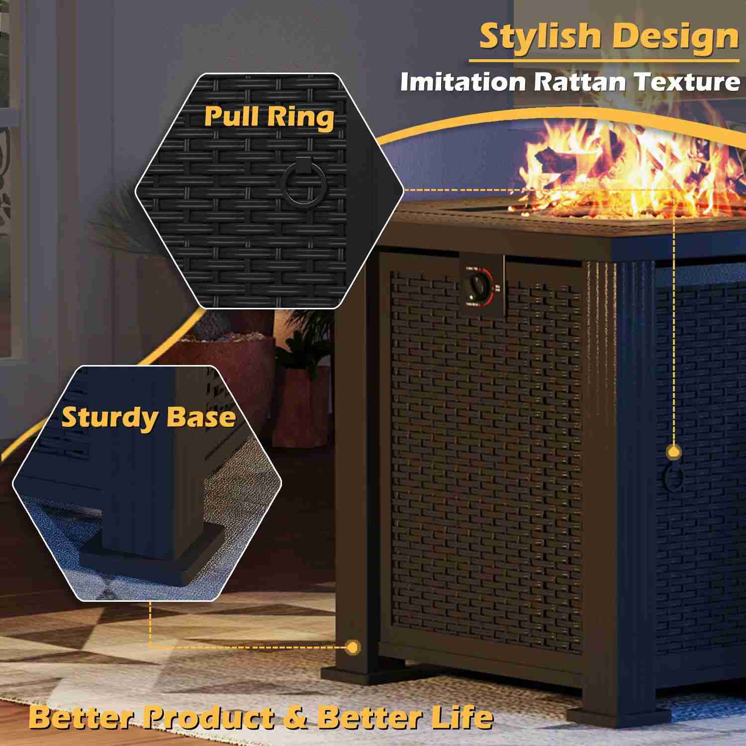 Devoko Outdoor Fire Pit Table with Auto-Ignition, Perfect for Year-Round Use