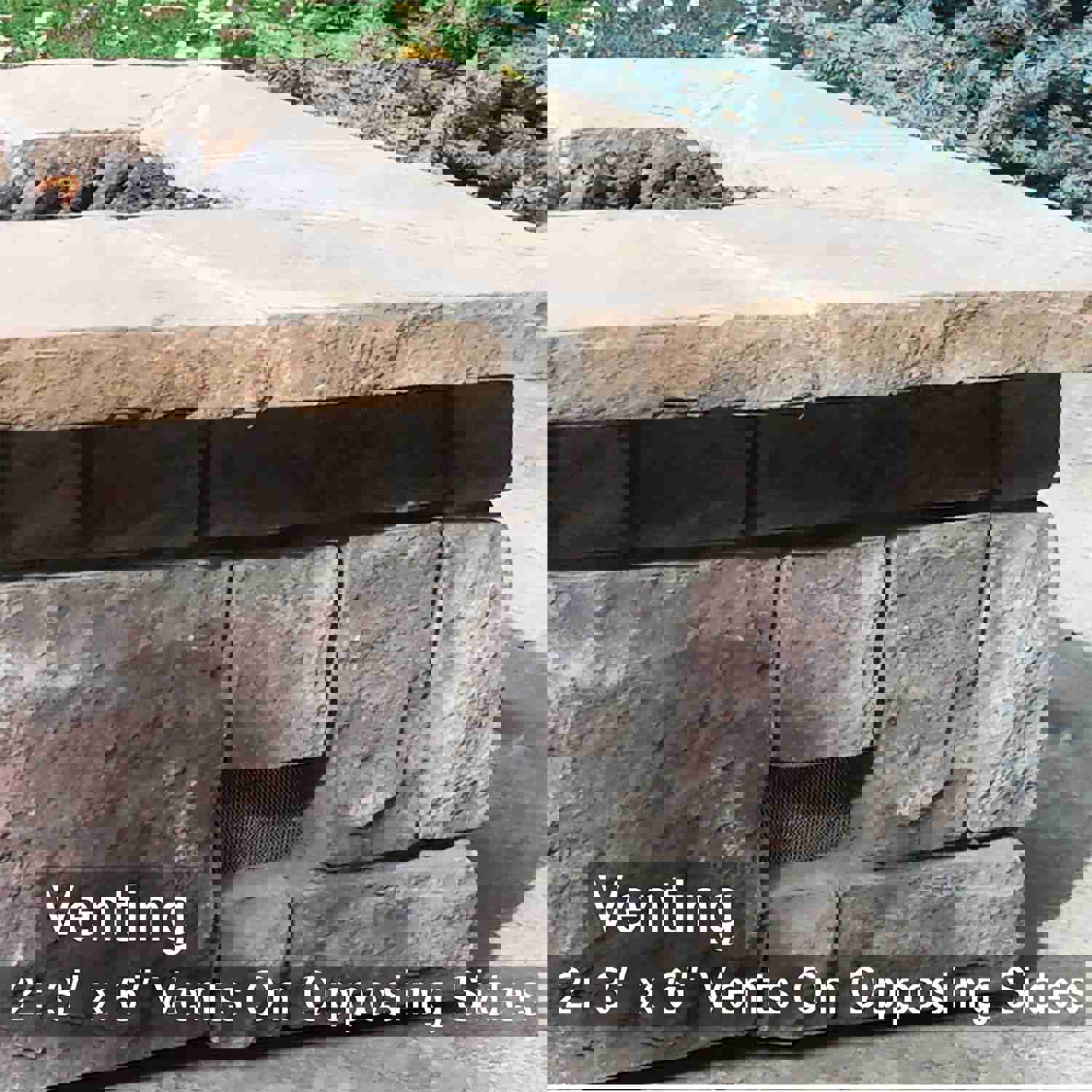 Luxury Outdoor Stone Gas Fire Pit, 48" x 30"