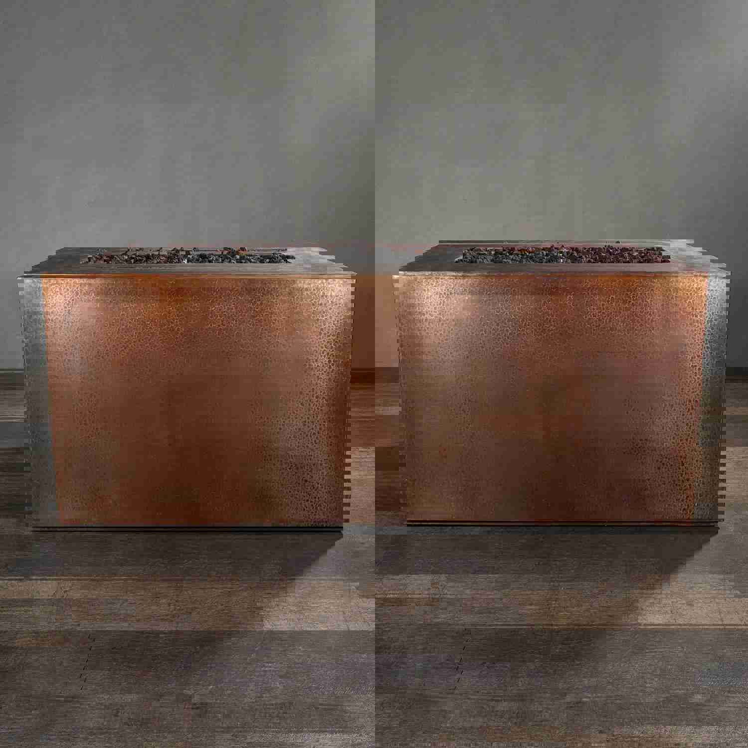 60 x 32 Moreno Copper Rectangle Gas Fire Pit with Hidden Propane Tank