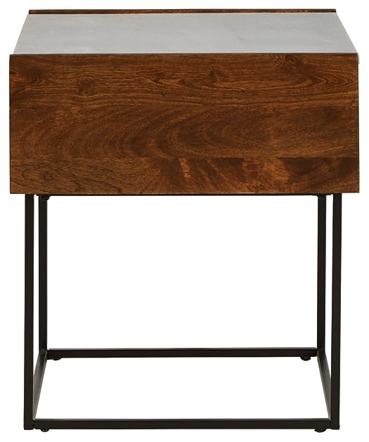 Elegant Mango Wood and Marble End Table