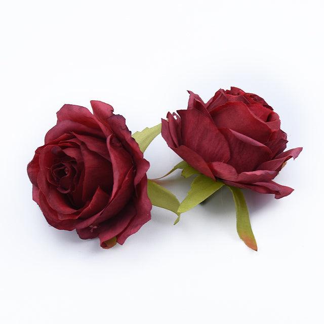 10pcs Silk Rose Heads for Weddings, Home Decor, and DIY Projects