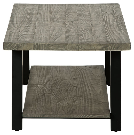 Modern Pine Wood and Metal Rectangular Coffee Table