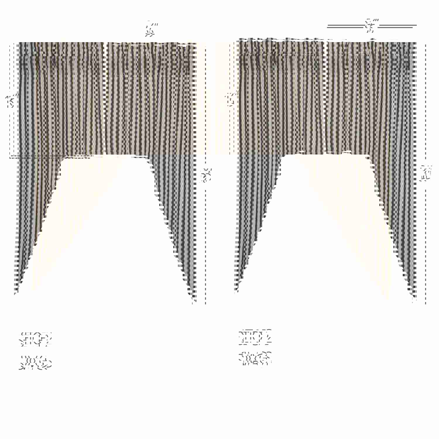 Charming Prairie Swag Curtains with Ticking Stripe Pattern