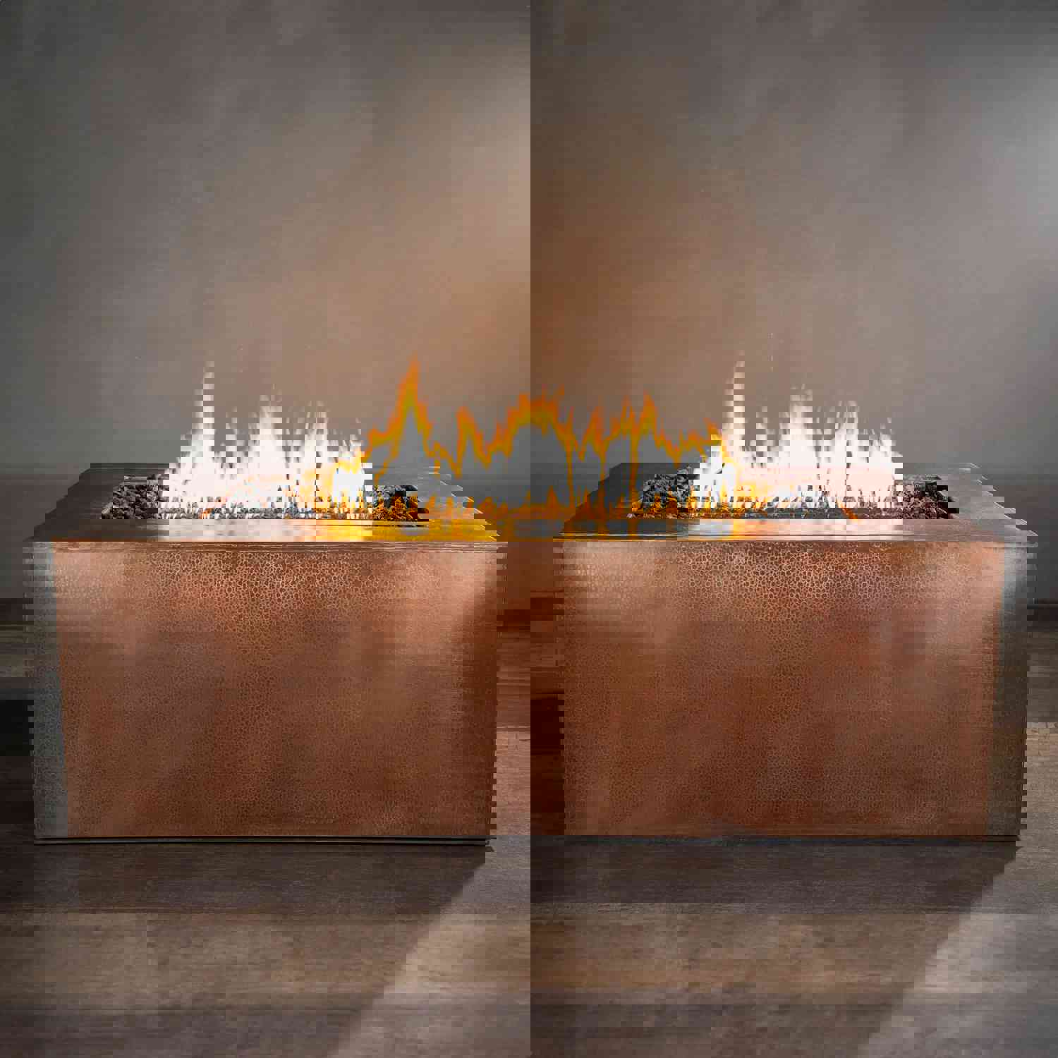 72 x 38" Moreno Copper Rectangle Gas Fire Pit with Hidden Propane Tank