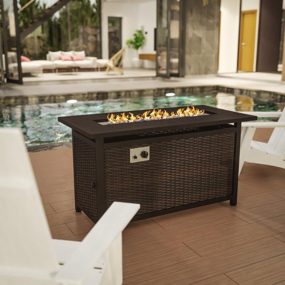 Olympia Outdoor Propane Gas Fire Pit Table with Stainless Steel Top