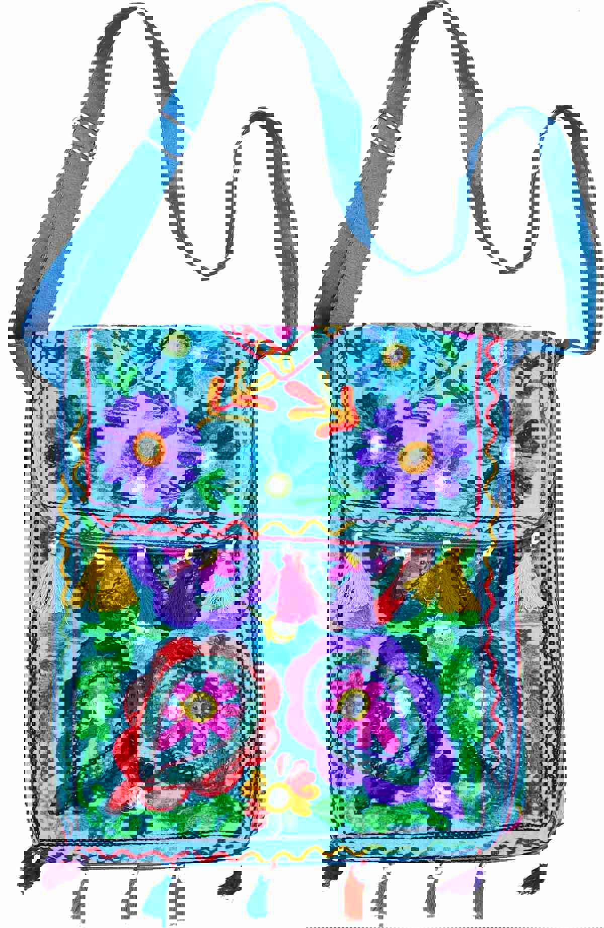 Eco-Friendly Floral Embroidered Crossbody Bag for Women