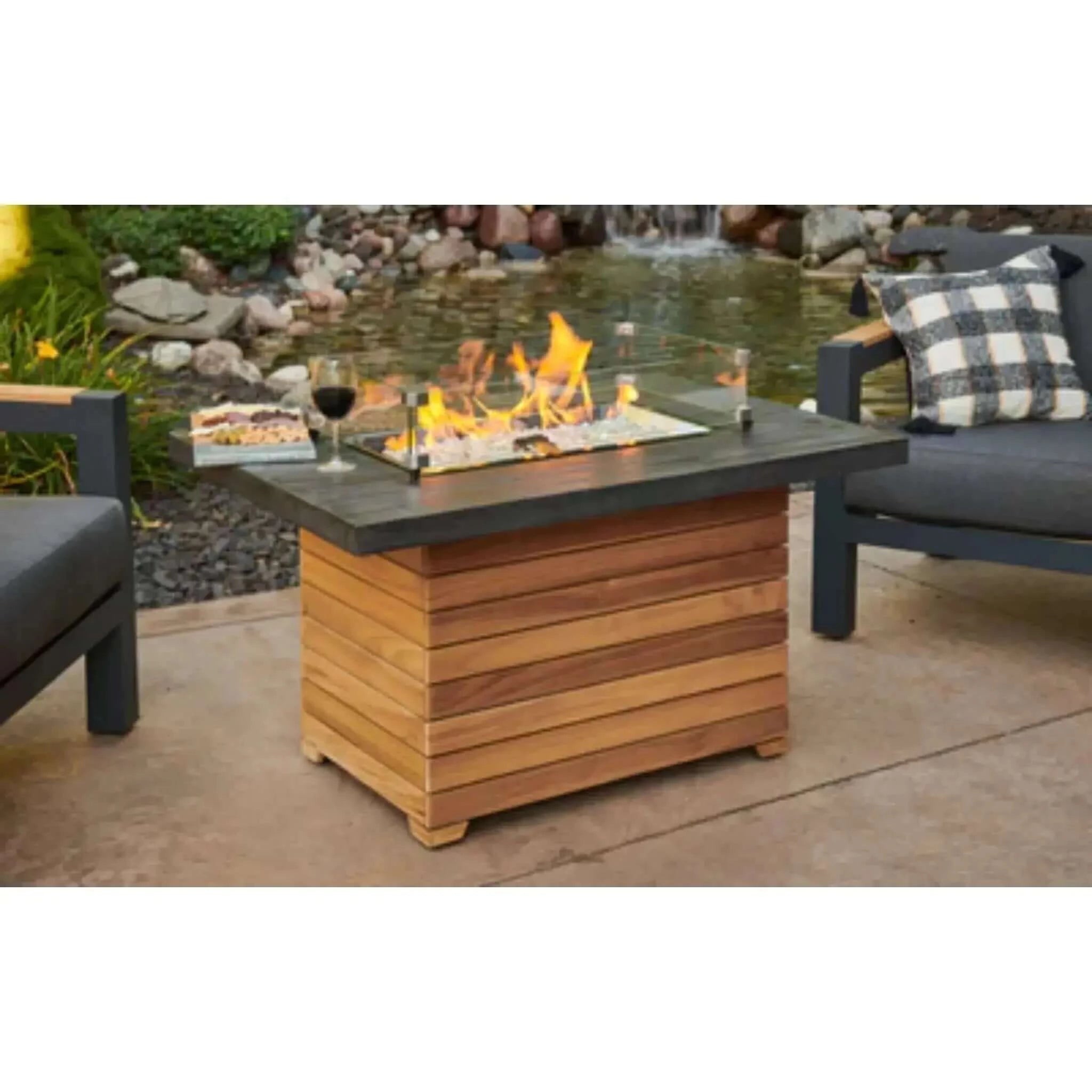 Darien Rectangular Gas Fire Pit Table with Supercast™ Concrete Base