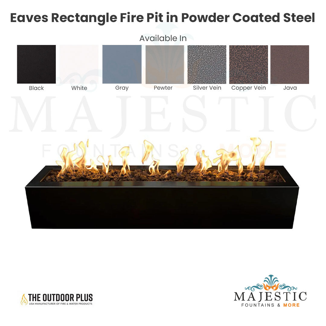 Elegant Outdoor Rectangle Fire Pit with Powder Coated Steel and Free Cover
