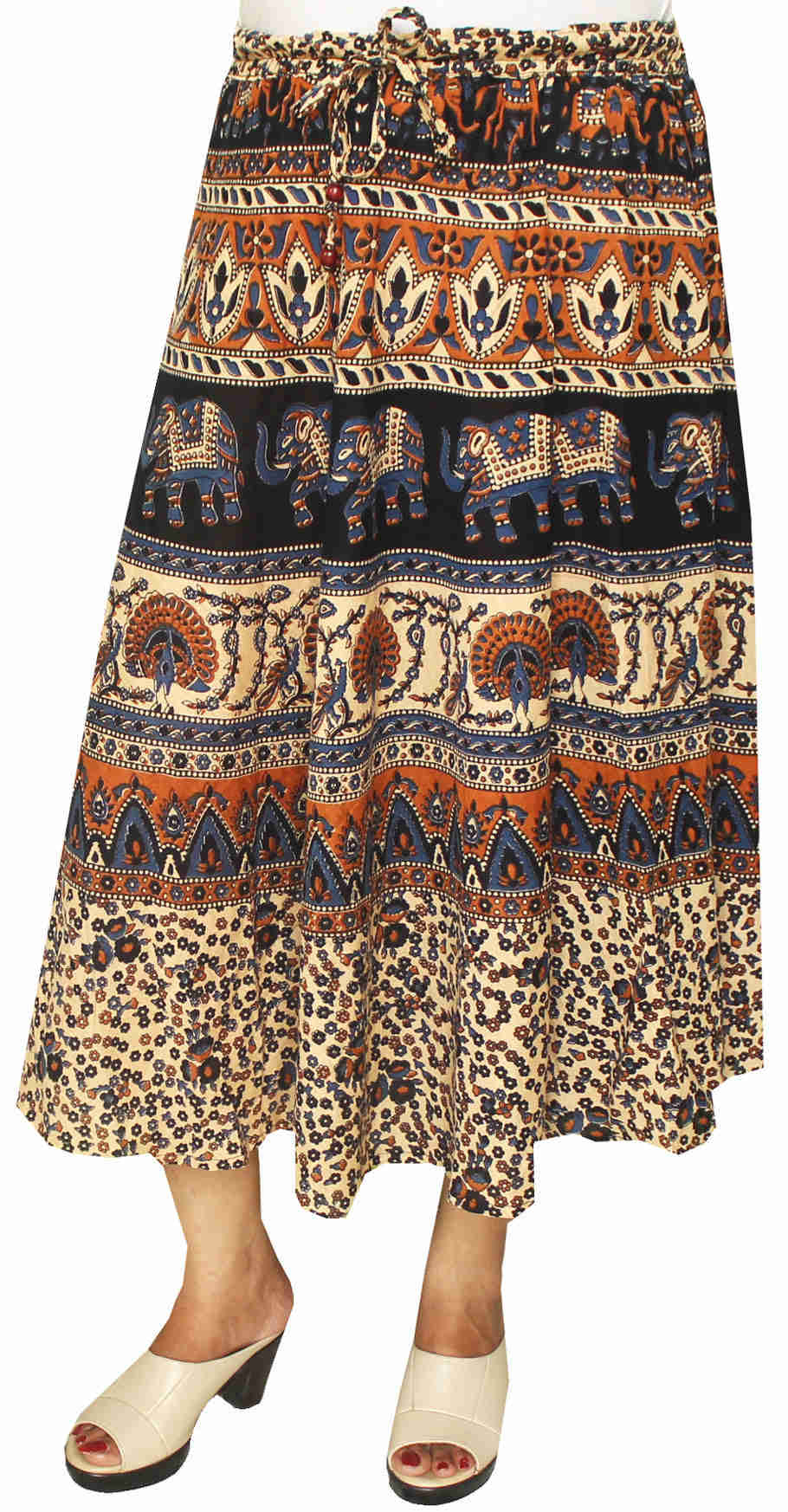 Ethnic Block Printed Cotton Women's Long Skirt