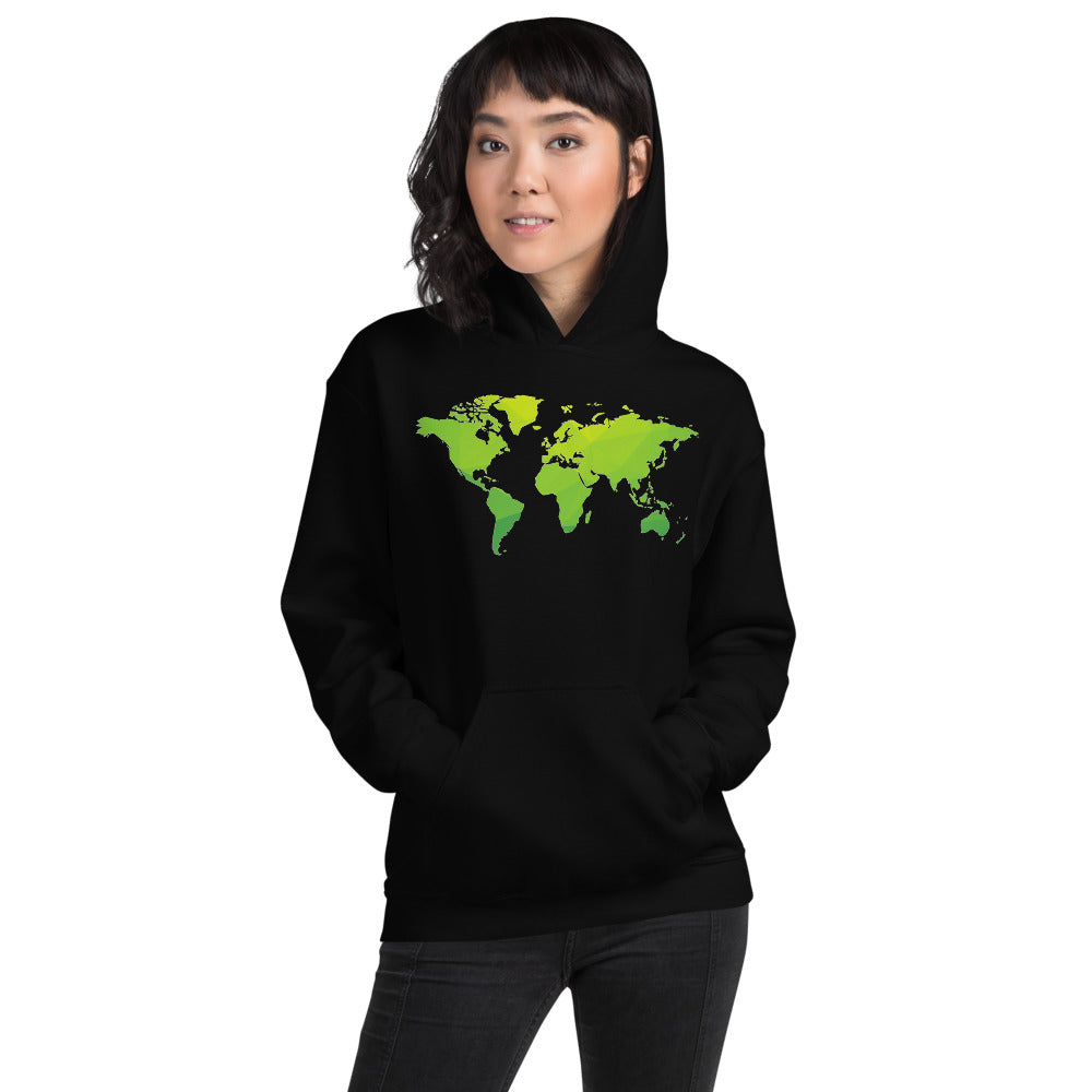 Cozy World Map-Printed Hoodie