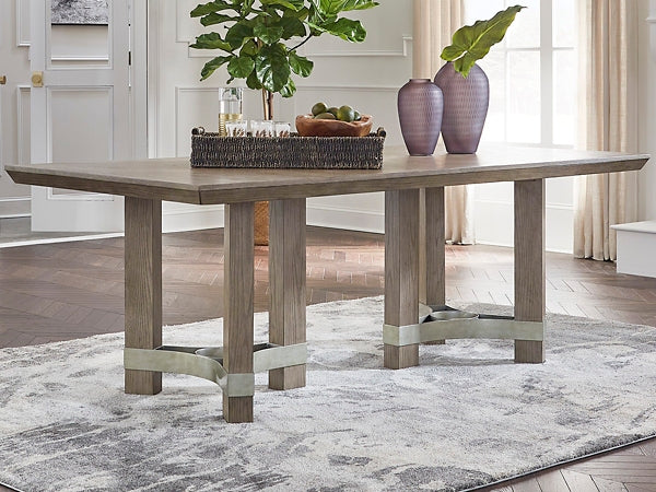 Elegant Waxy Gray Rectangular Dining Table