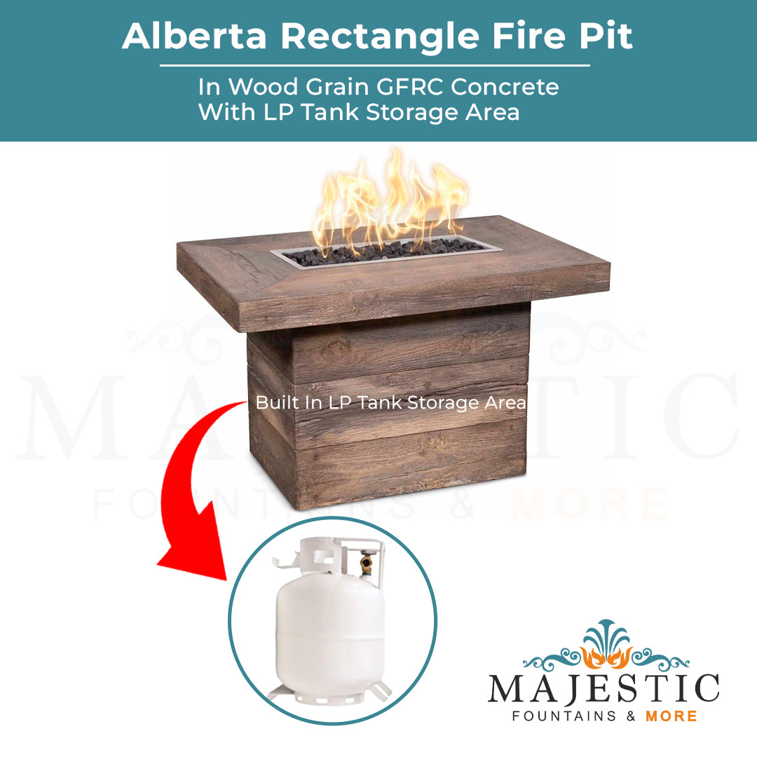 Elegant Wood Grain Concrete Fire Pit with Cover
