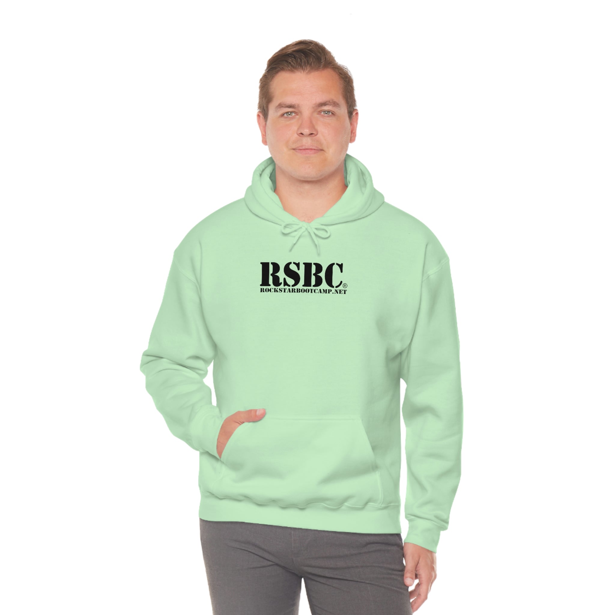 RSBC Unisex Heavy Blend Hoodie - Mint with RSBC Letters & Embraced Black