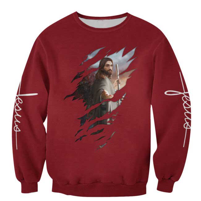 Customizable 3D Jesus Printed T-Shirt for Christians