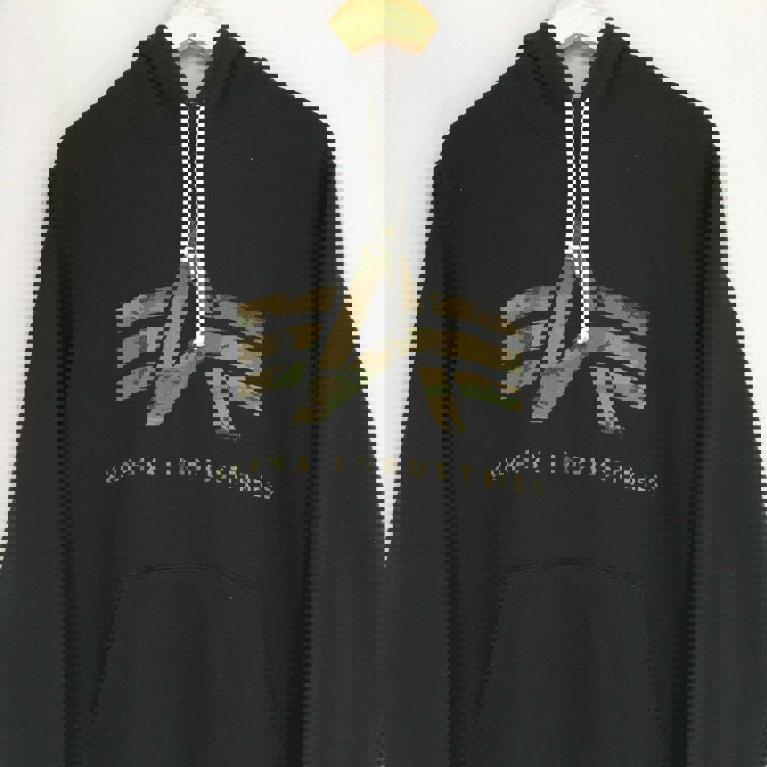 Vintage 90s US Army Alpha Industries Black Hoodie Sweater - Medium