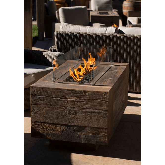 Elegant Wood Grain Concrete Fire Pit with Cover
