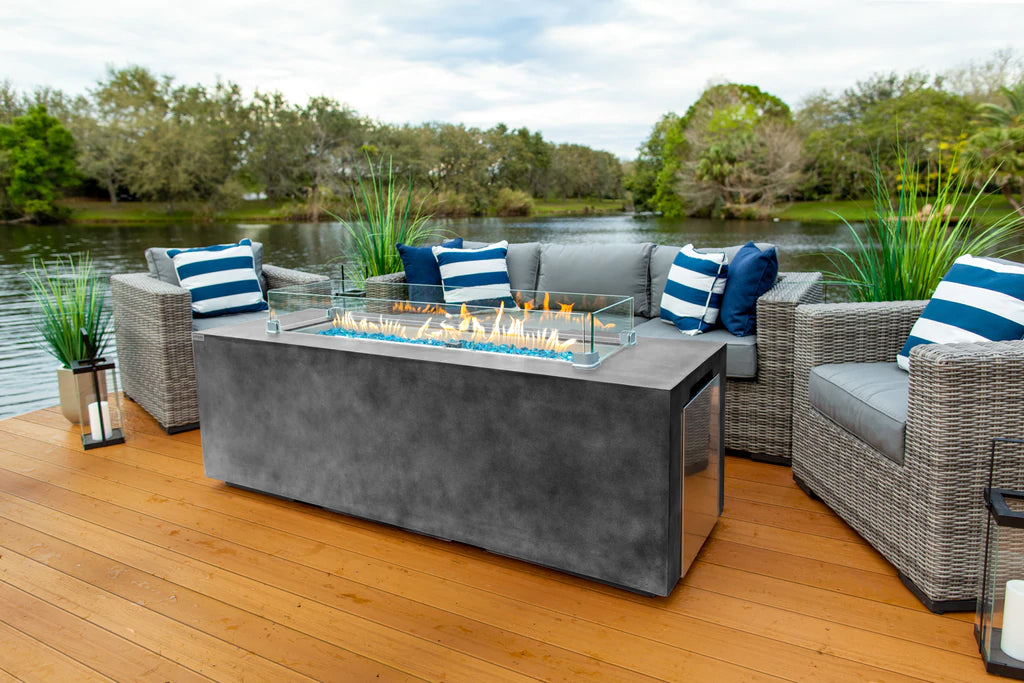 Elegant 70" Concrete Gray Outdoor Propane Fire Pit Table