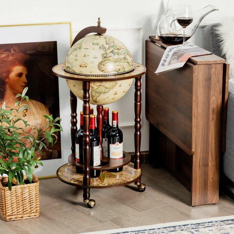 18th Century Inspired Italian Globe Wine Bar Stand with Storage