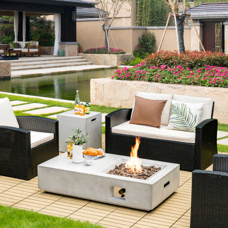 48 Inch Outdoor Rectangle Propane Gas Fire Pit Table with Concrete Surface and CSA Certification