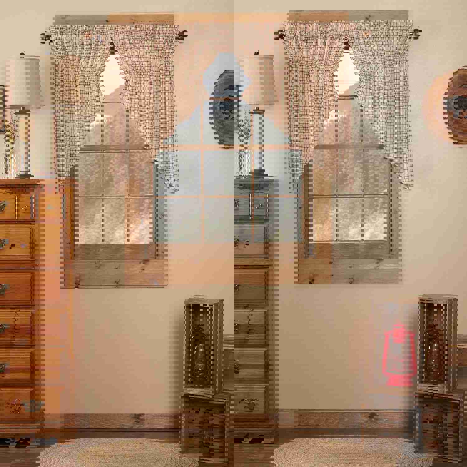 Rustic Tacoma Lined Prairie Swag Curtains Set