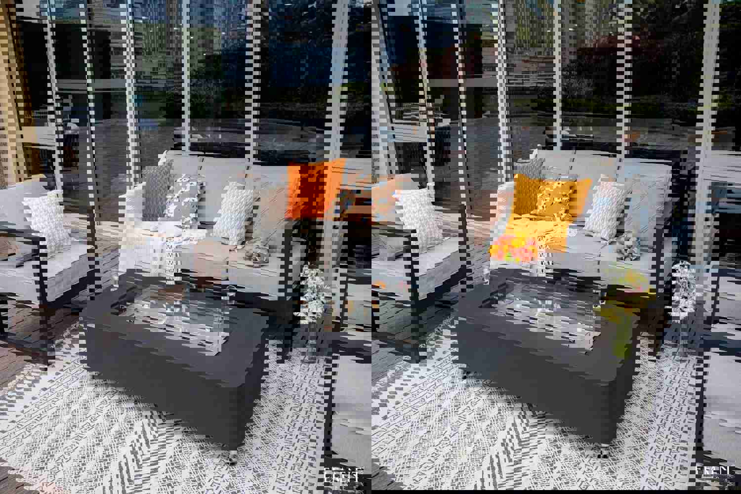 Elementi Sydney Ethanol Fire Pit Table - Modern Outdoor Heating