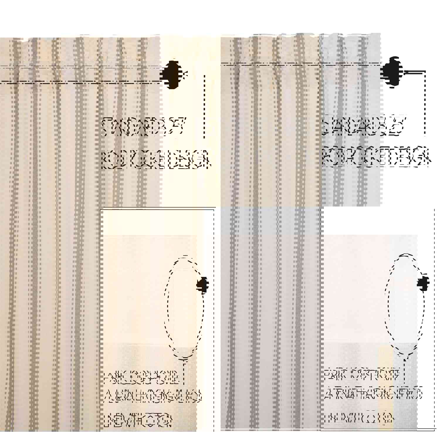 Elegant Prairie Swag Set with Striped Grain Sack Design