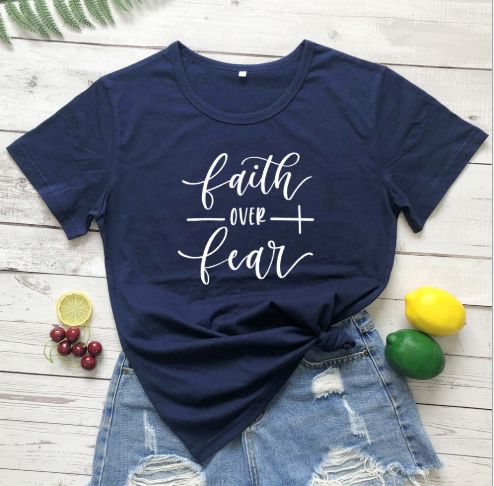 Faith Over Fear Women's Milk Fiber Casual T-Shirt