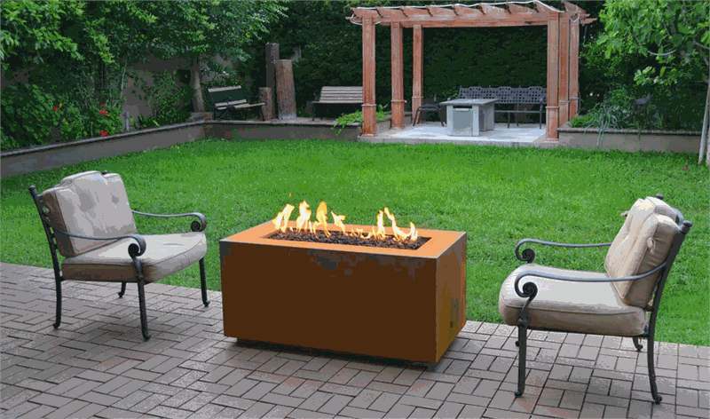 Pismo Beach-Inspired Corten Steel Gas Fire Pit Rectangle